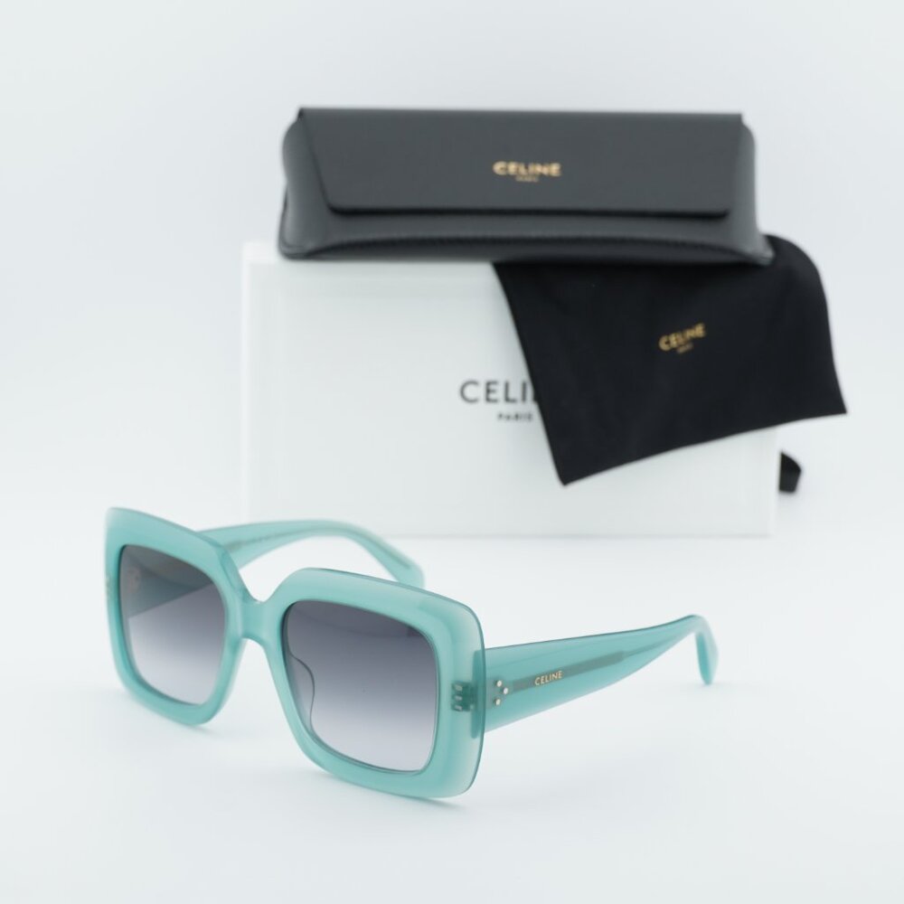 Celine CL40263I 93B Sunglasses Teal Square Frame, Grey Gradient Lenses - Picture 10 of 10